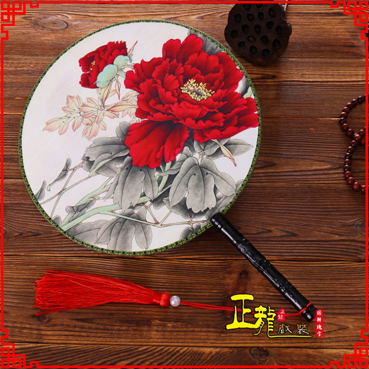 红桥古典中国风团扇空白扇跳舞蹈扇 真丝宫扇