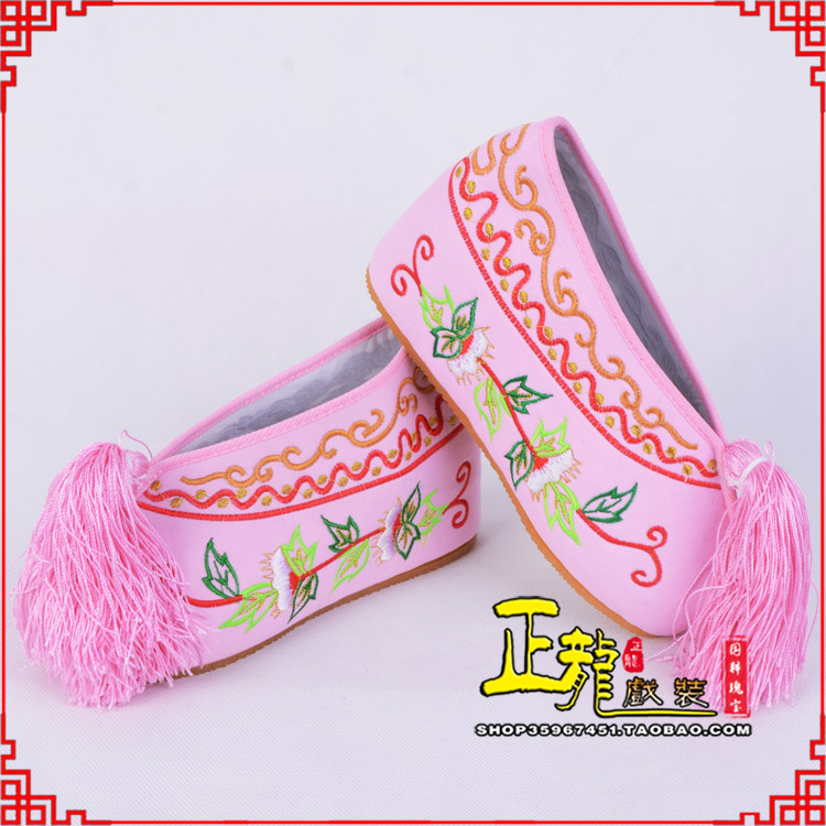 红桥花旦鞋女绣花彩鞋 舒适款草花内高彩鞋