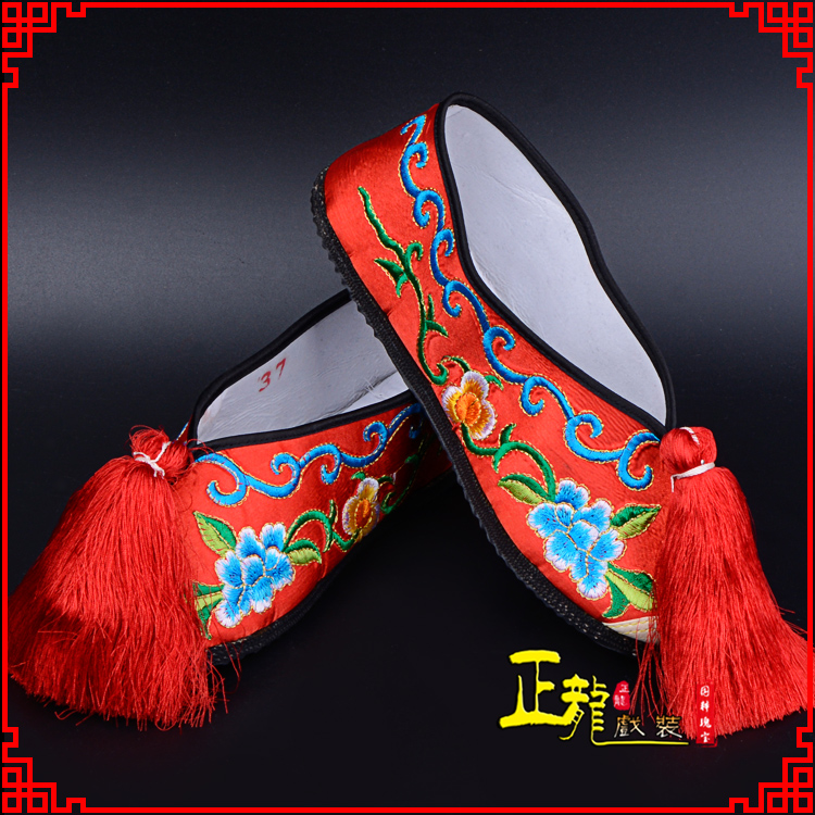 红桥京剧越剧戏曲彩鞋花旦绣花 普平底彩鞋